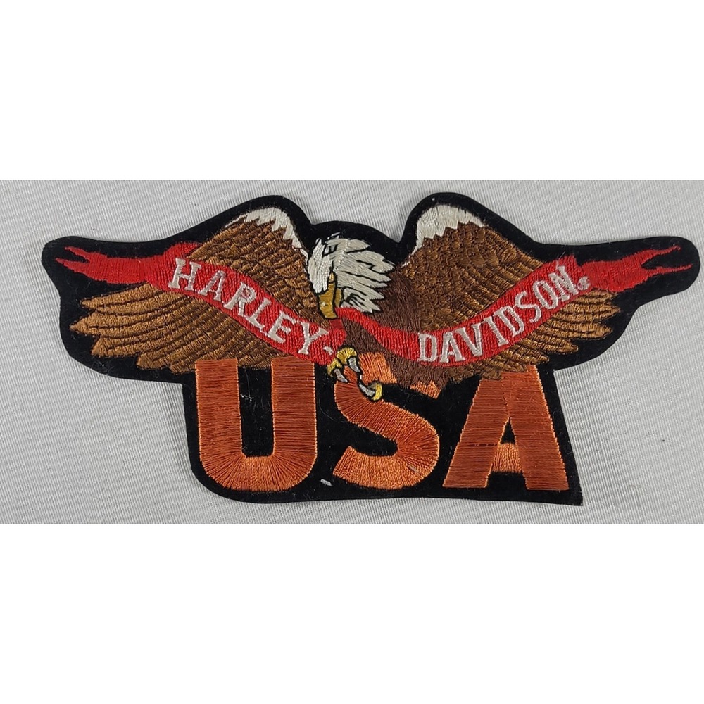 NOS Harley-Davidson Patch Eagle Spread Wings USA Banner Large 6.5" X 3"